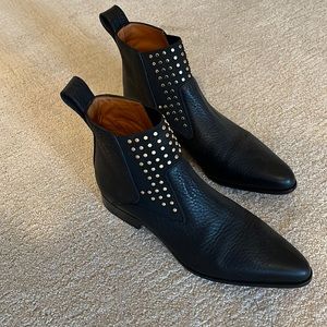 Chloe embellished black leather ankle boots (size 38.5)